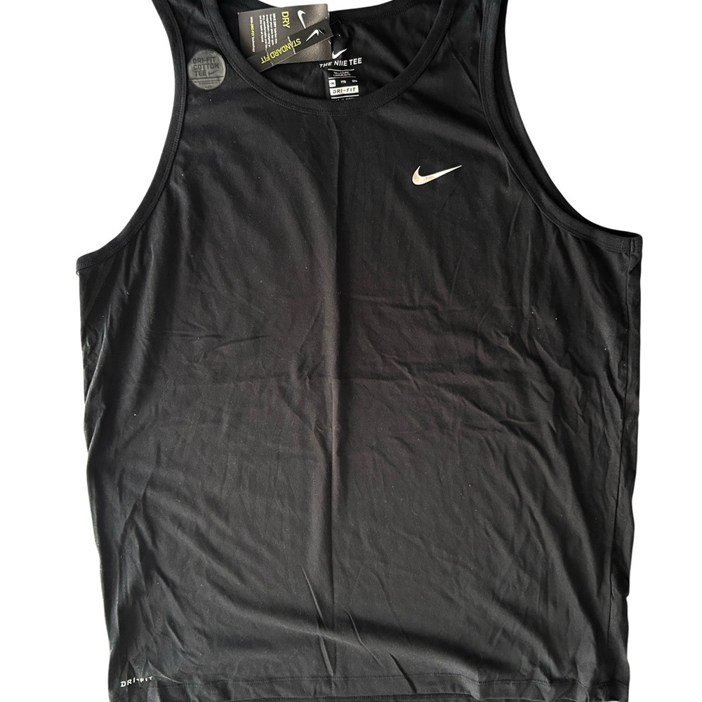 Nike Men's Black Standard Fit Dri-fit Tank Top Tee - Picture 2 of 8